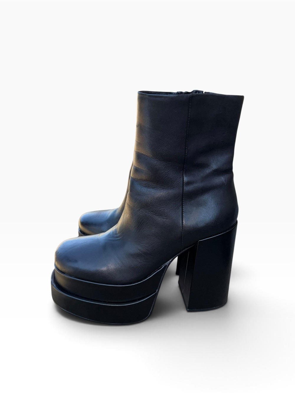 Steve Madden Cobra Black Leather Platform Boot Size 9.5 M - Picture 4 of 7